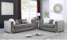 Load image into Gallery viewer, Leo Gray Velvet Sofa and Loveseat S1014