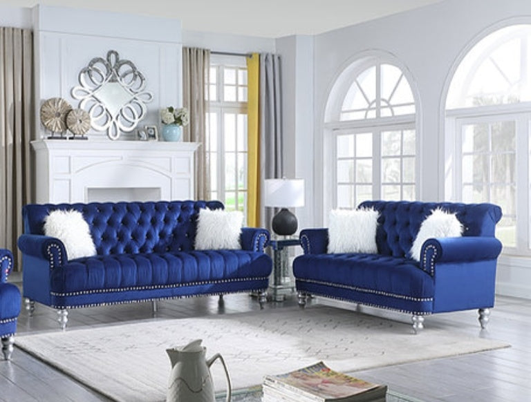 Royal Blue Velvet Sofa and Loveseat S6116 – Harwin Furniture