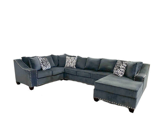 Selena Grey Microsuede Sectional Sofa S3070