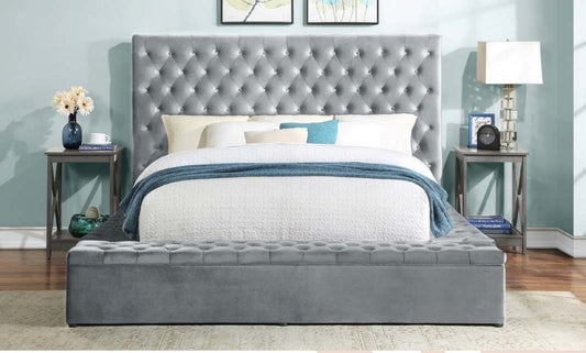 Ally Grey Velvet Queen Bed SH250