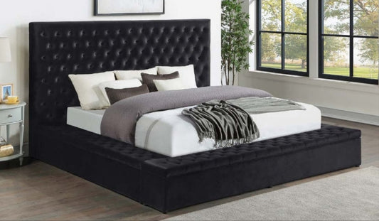 Ally Black Velvet Queen Bed SH250