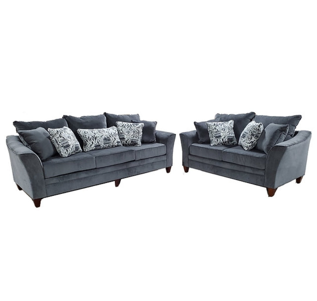 Sanoma Gray Fabric Sofa and Loveseat S599