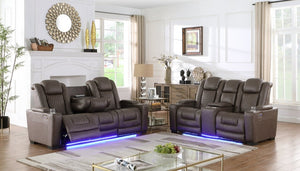 Ash Brown POWER/LED 3pc Reclining Set S9303
