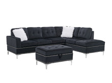 Load image into Gallery viewer, Joy Black Velvet Reversible Sectional with Ottoman S123