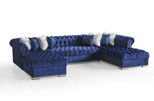 Jordan Blue Velvet Double Chaise Sectional S6300