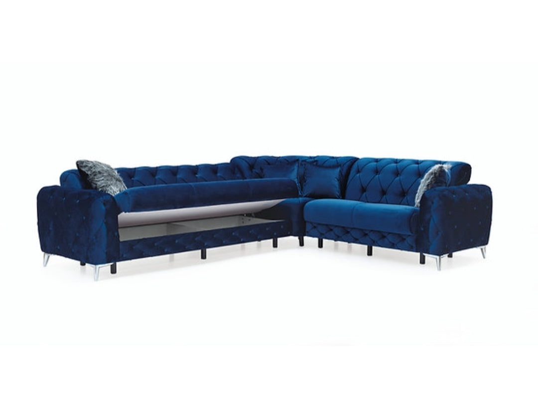 Ace Blue Velvet Sectional S6401