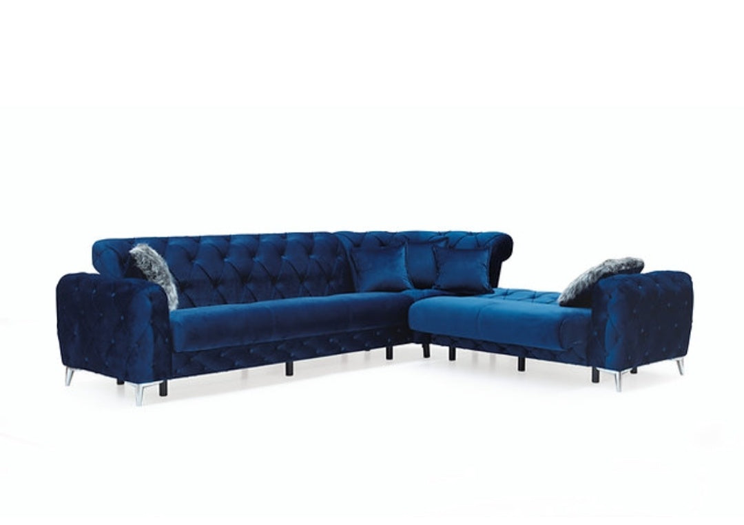 Ace Blue Velvet Sectional S6401