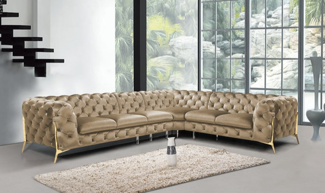 Lori Beige Velvet Sectional MI 1346A