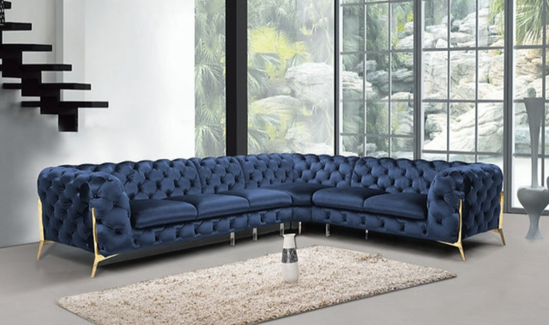 Lori Blue Velvet Sectional MI 1346A