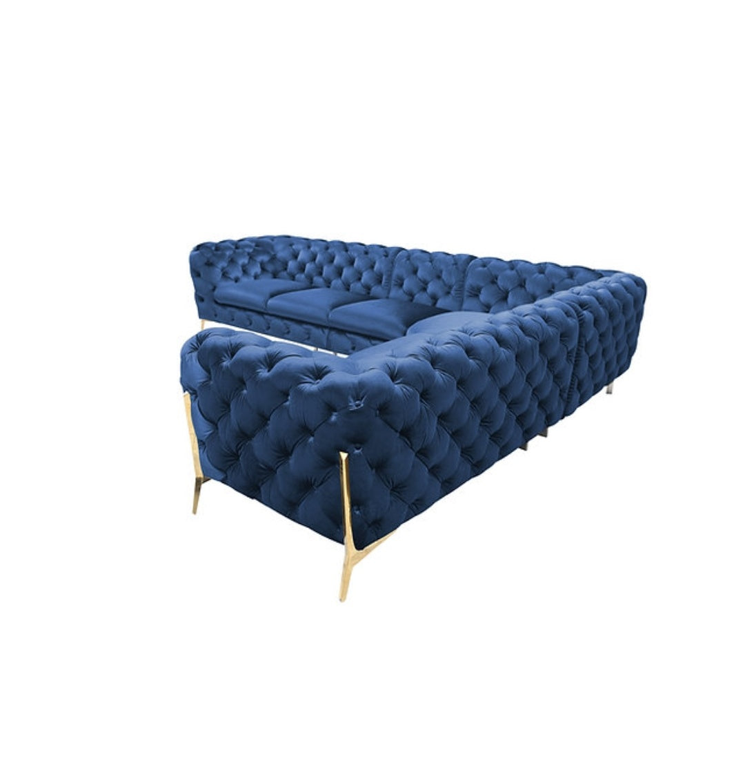 Lori Blue Velvet Sectional MI 1346A