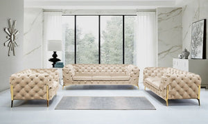 Lori Beige Velvet 3pc Living Room Set MI 1346A
