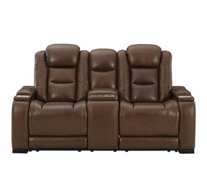 The Man-Den Mahogany POWER Reclining Sofa and Loveseat U85306