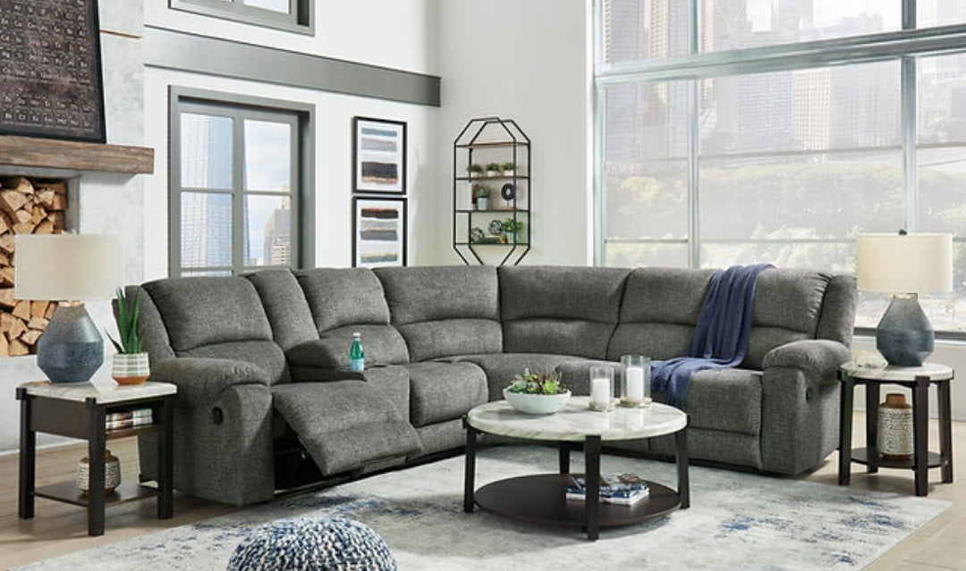 Goalie Gray Reclining Sectional 79103