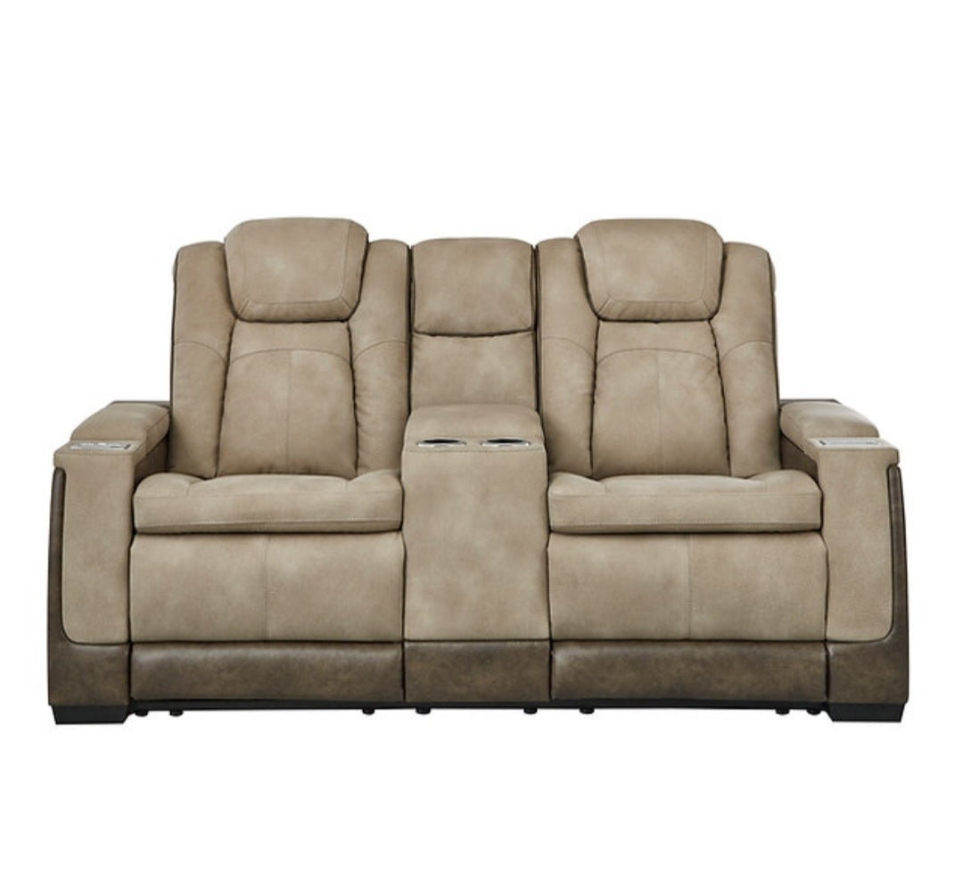 Next-Gen Durapella Sand POWER Reclining Sofa and Loveseat 22003