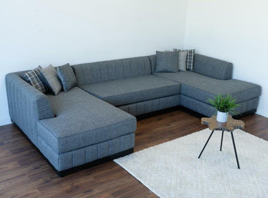 Grayson Linen Gray Double Chaise Sectional