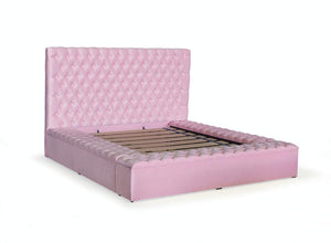Aria Velvet Pink Queen Storage Platform Bed
