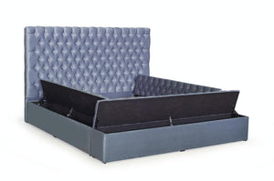 Aria Velvet Gray King Storage Platform Bed