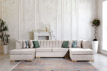 Load image into Gallery viewer, Armony Cream Velvet Double Chase Sectional 