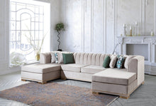 Load image into Gallery viewer, Armony Cream Velvet Double Chase Sectional 