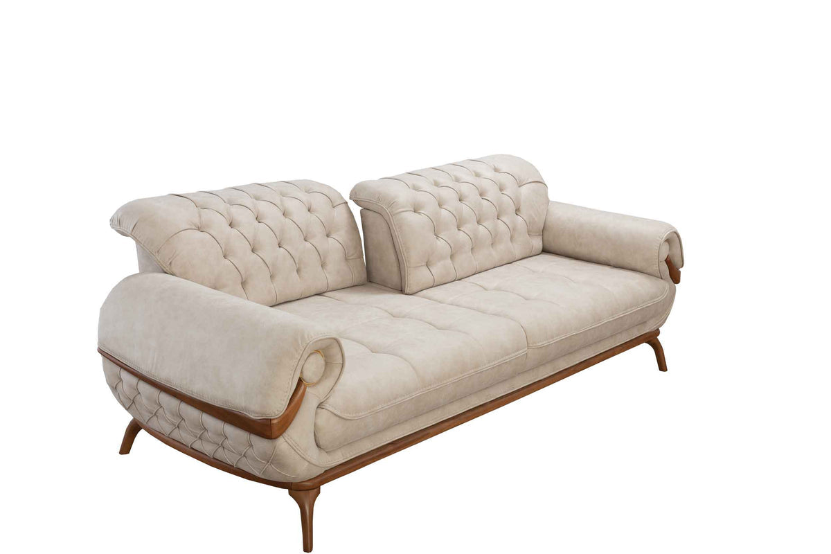 Boston Cream Leather Sofa & Loveseat