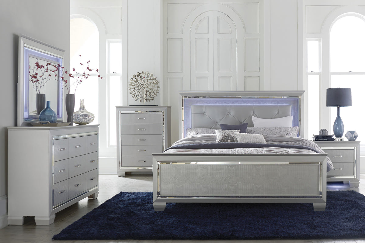 Allura Silver LED Panel Bedroom Set 1916 - Harwin Furniture