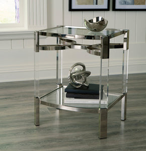 Chaseton Clear/Silver Finish Accent Table   A4000334