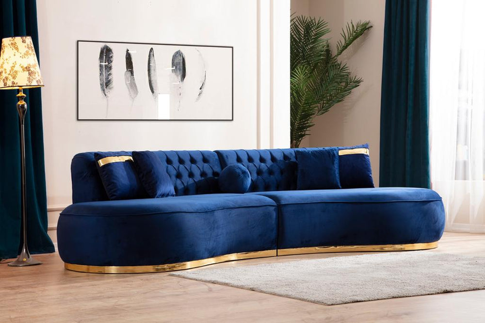 Ella Velvet Blue Curved 130" Sectional