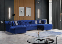 Load image into Gallery viewer, Larry Velvet Navy Double Chaise Sectional
