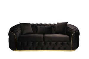Allita Oversized Black Velvet Sofa and Loveseat