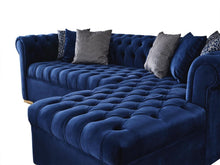 Load image into Gallery viewer, Audrey Velvet Blue RAF Chaise Sectional