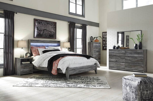 Baystorm Gray LED Storage Platform Bedroom Set  B221