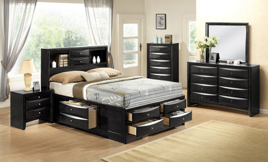 Emily Black Storage Platform Bedroom Set | B4285 - Harwin Furniture