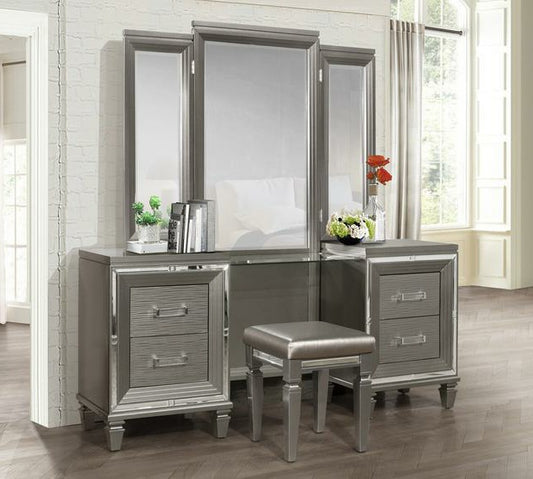 Tamsin Grey Vanity Set with Stool