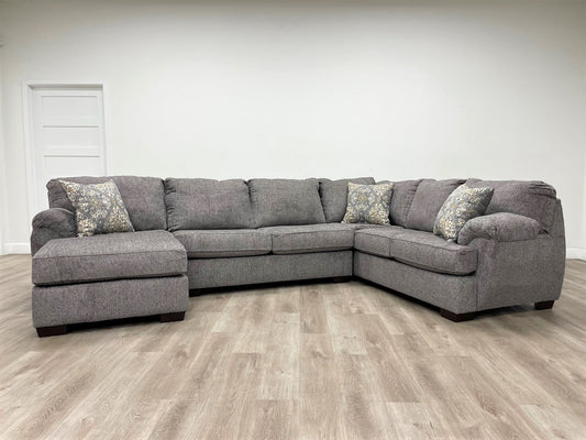 Brentwood  138" Grey Chenille  Sectional