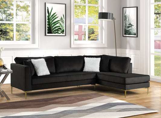 Catalina Black Velvet RAF Sectional