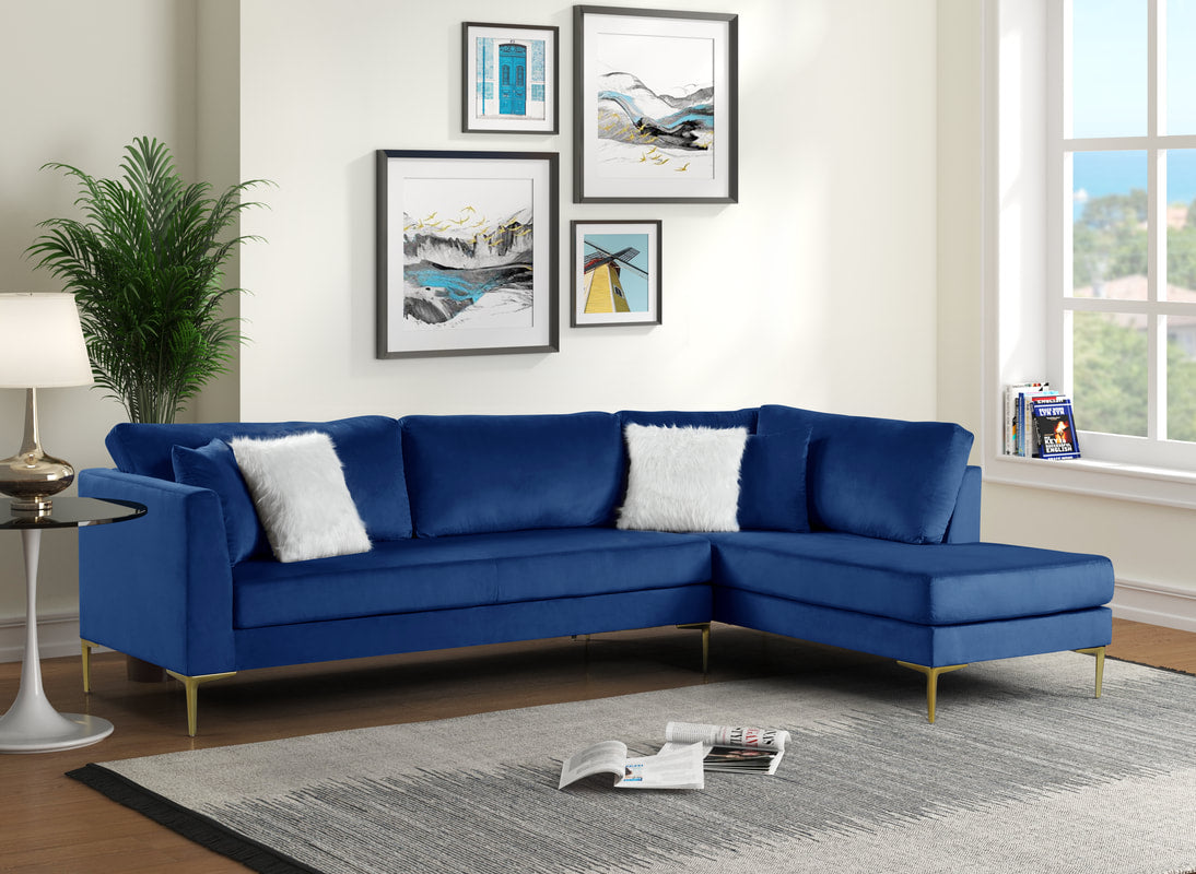 Catalina Blue Velvet RAF Sectional