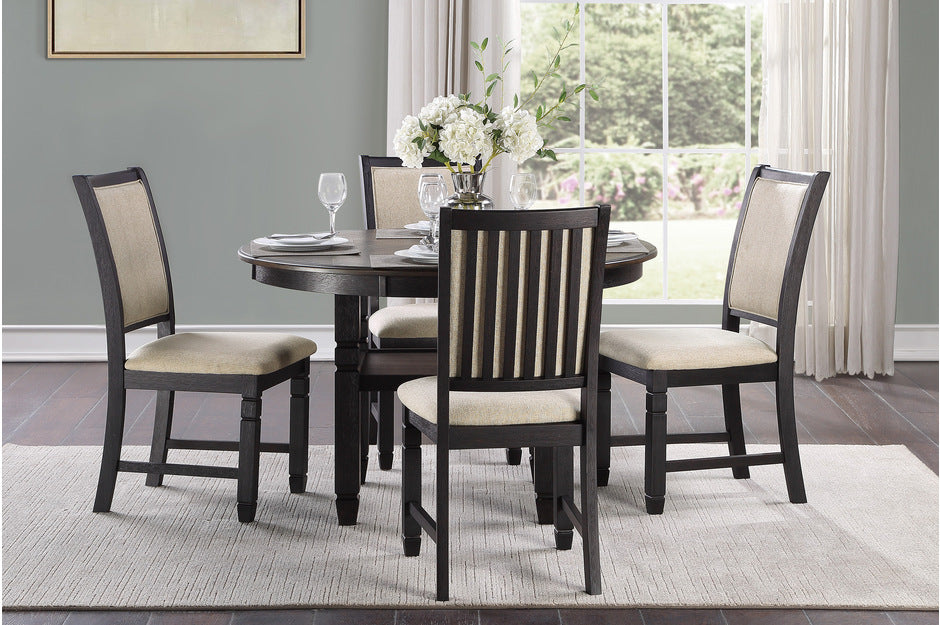 Asher Brown & Beige Round Dining Set 5800