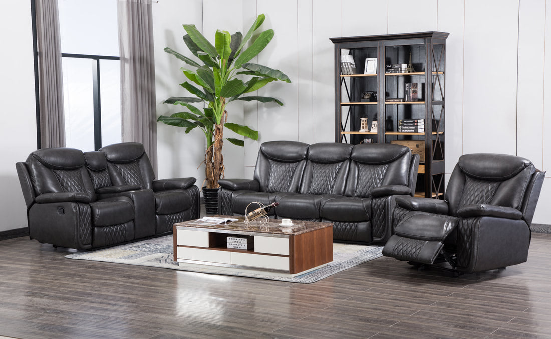 Chanel Gray 3pc Reclining Living Room Set