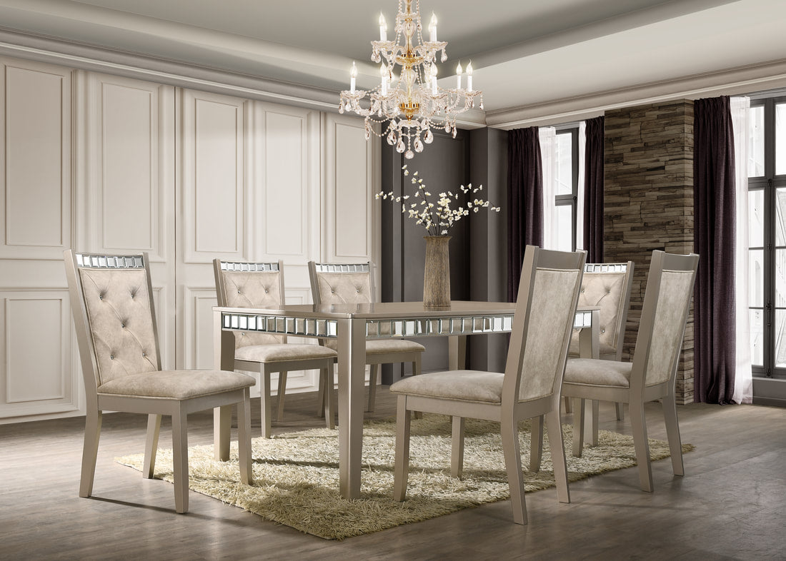 Clara Champagne 7pc Dining Room Set – Harwin Furniture