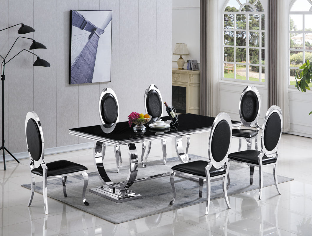 Orchid Black 7pc Dining Room Set D2022