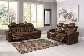 Backtrack Chocolate POWER/AIR MASSAGE/GENUINE LEATHER Reclining Sofa and Loveseat U2800415