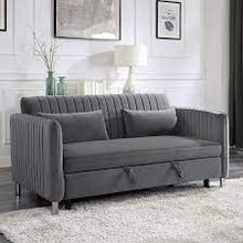 Load image into Gallery viewer, Greenway Grey Sofa With Pull-Out Bed 9406