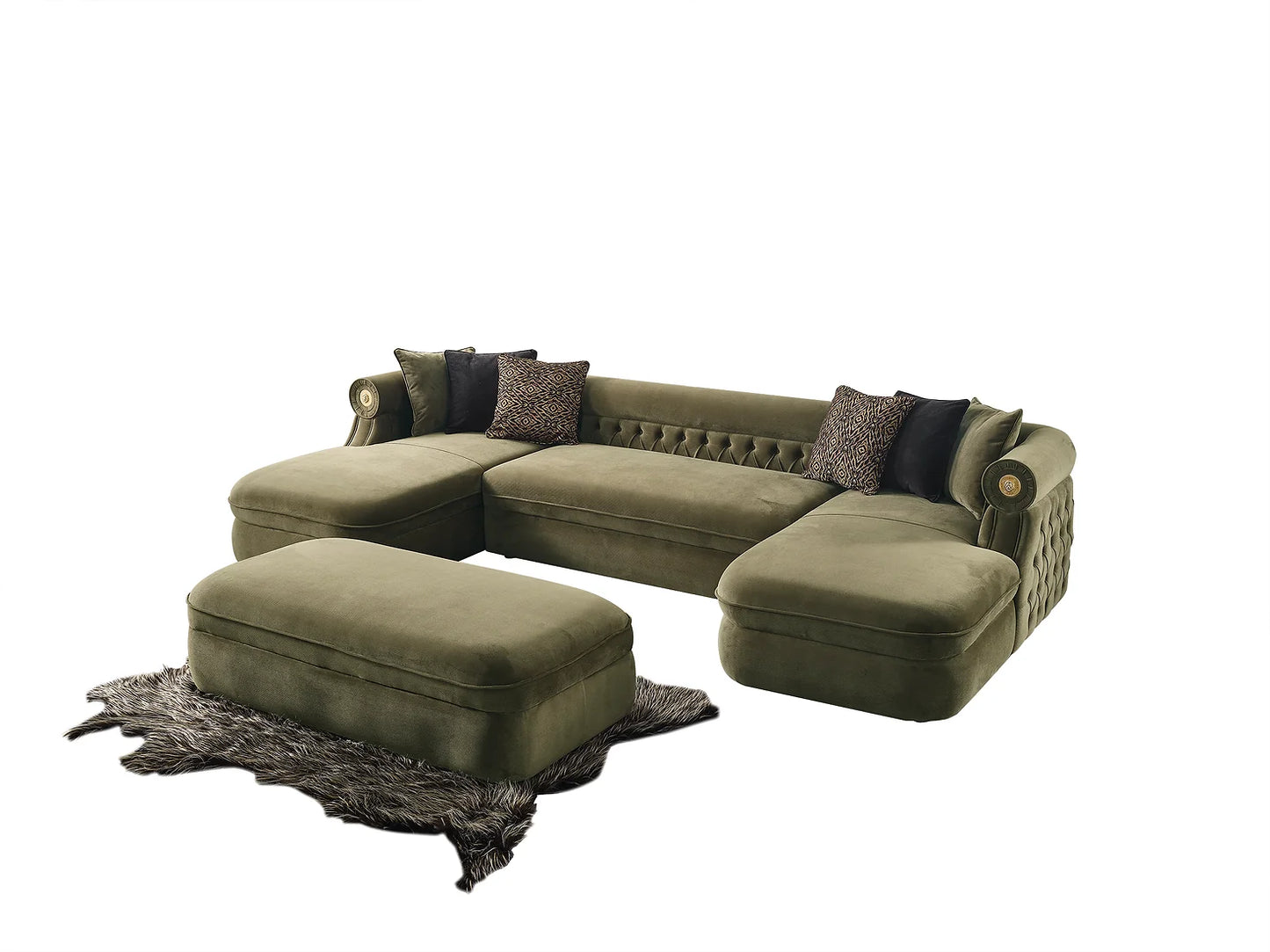 Brooklyn Green Double Chaise Sectional