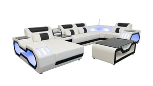 Matrix White Sectional with Coffee Table and TV Stand S9916