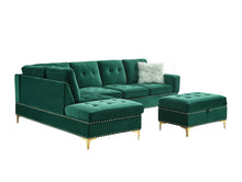 Load image into Gallery viewer, Joy Green Velvet Reversible Sectional with Ottoman S123
