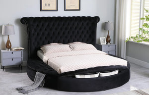 Lux  Black Velvet Queen Bed B8008