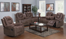 Load image into Gallery viewer, Galaxy Brown Fabric 3pc Reclining  Set S9009