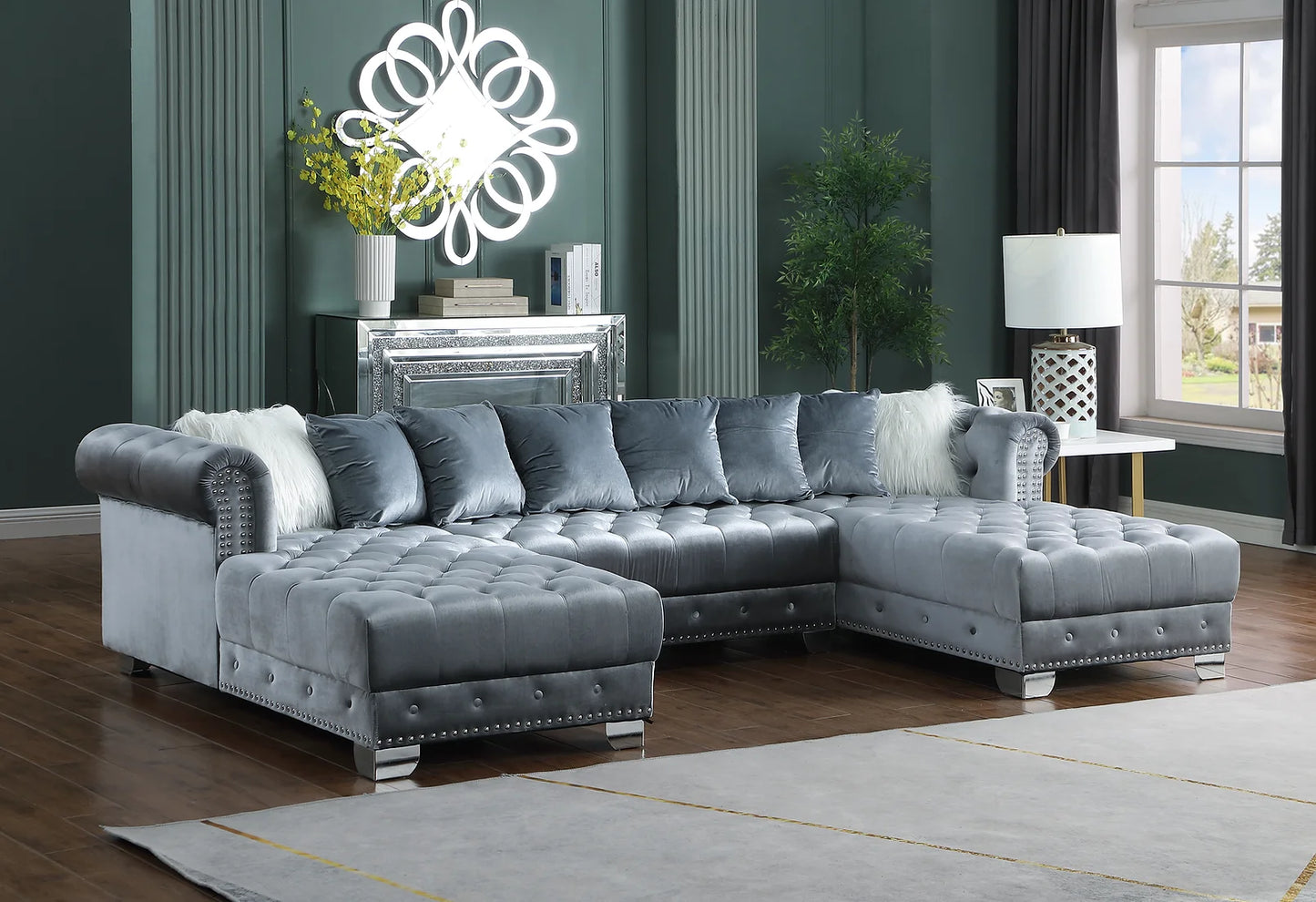 Jordan II Grey Velvet Sectional S6350