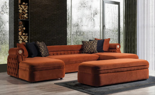 Brooklyn Rust Double Chaise Sectional