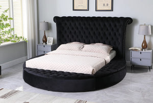Lux  Black Velvet Queen Bed B8008
